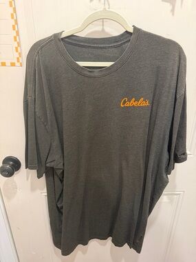 Cabela's Charcoal Short Sleeve Tee with Orange Logo